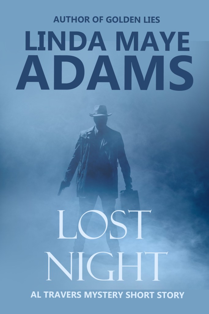 Al Travers' short story — Noir Mystery — title: Lost Night — Man standing alone in fog