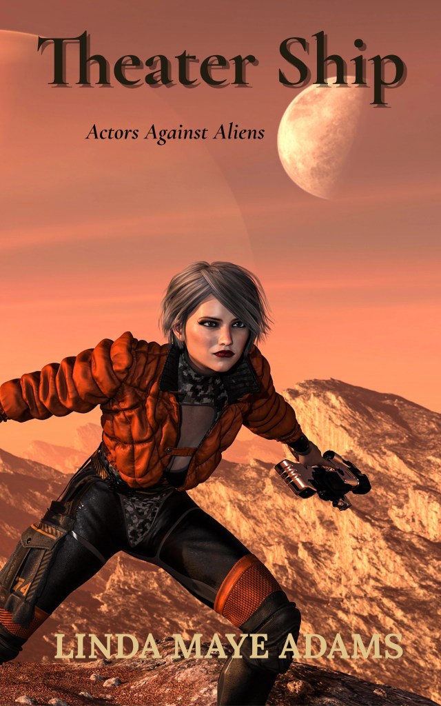 Standalone short story — science fiction — title: Theater Ship — woman readying for battle on alien world